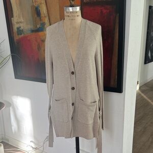 Anthropologie Beige Knit Cardigan Sweater w Ties On Sides Size S